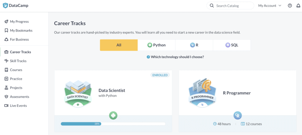 Career track courses, hand picked by professionals