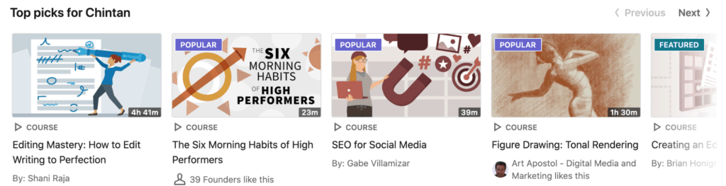 Personalised course recommendations