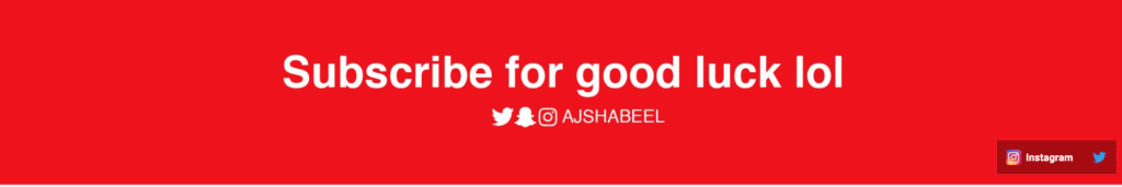 The red colored background on AJ Shabbeel’s channel banner pops up with the message “subscribe for good luck lol.”