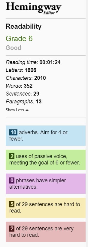 Hemingway Grammar checker Key feature