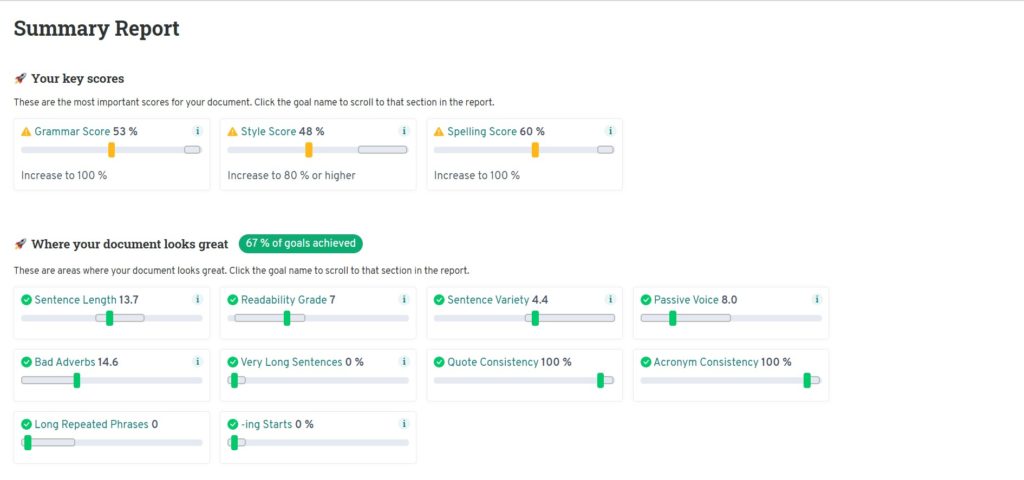 Summary Report Grammar Checker