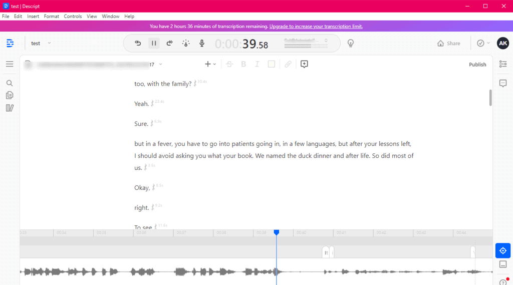 Descript Transcription Software