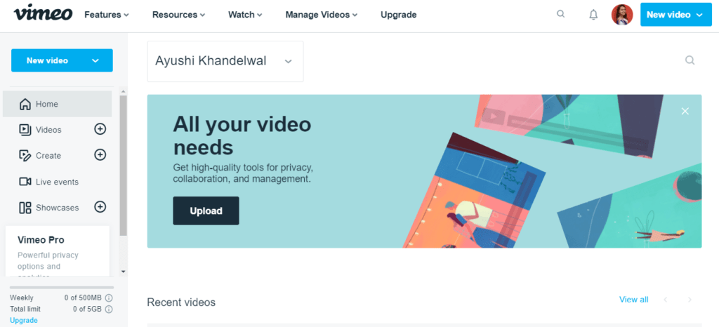 Vimeo Video Hosting Website