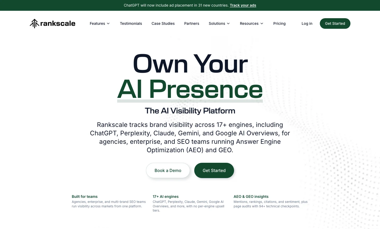 Rankscale homepage
