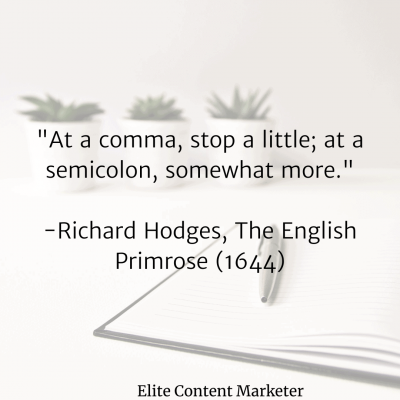 The picture lists a proverb that is about the right way to use a semicolon